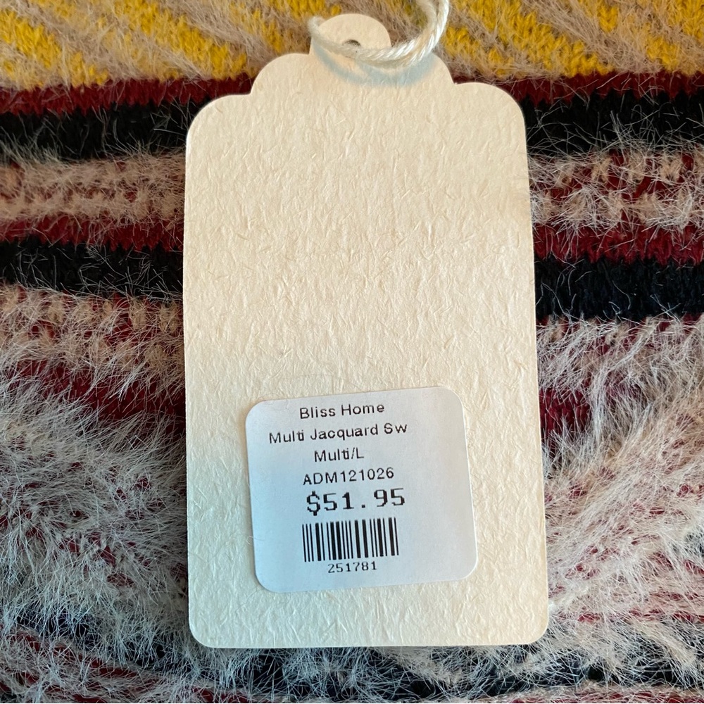 Hem And Thread Multi Color Fuzzy Sweater L. - image 7